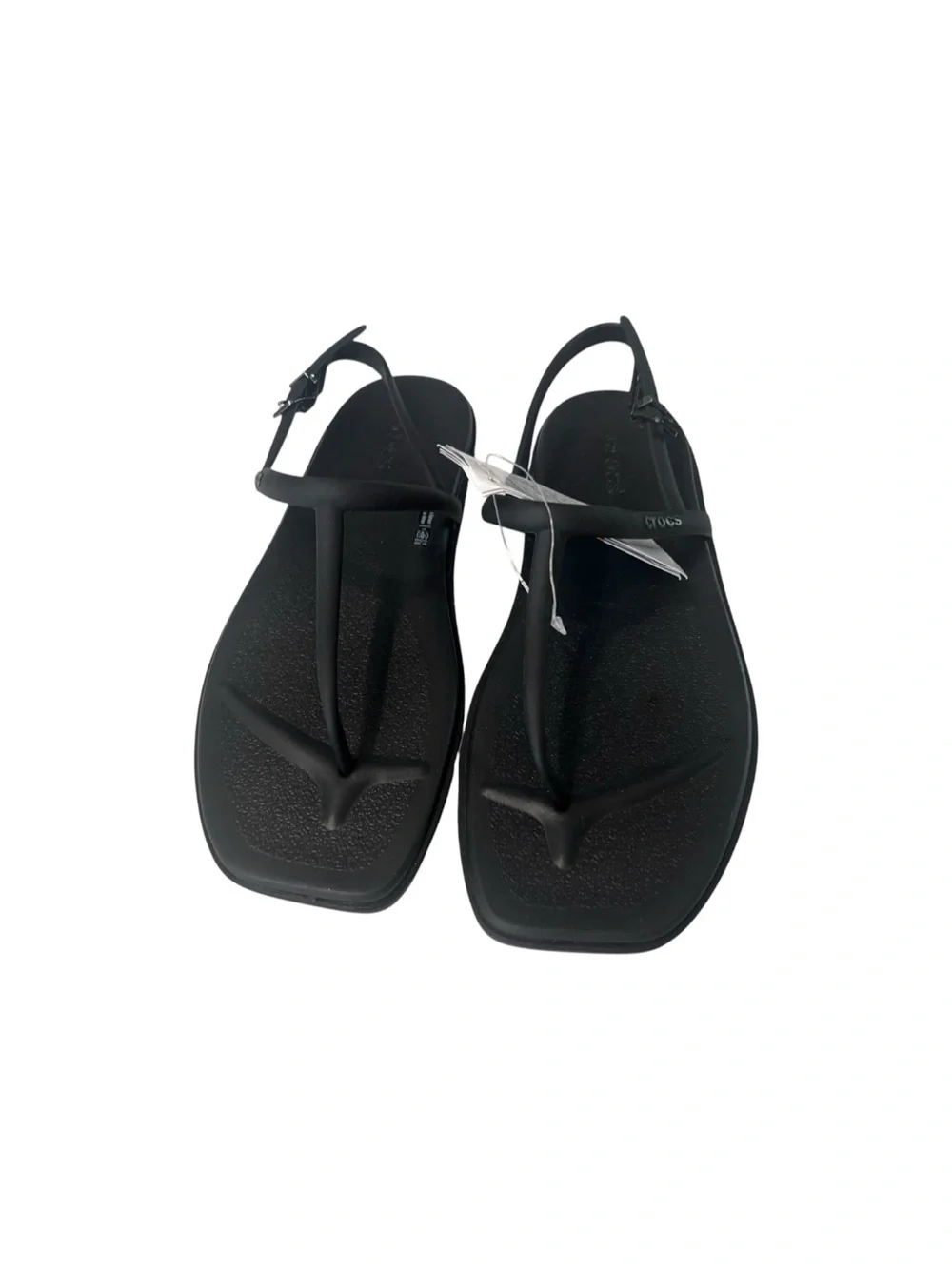 NWT Crocs Miami Thong Flip Sandals Black Women’s Size 9 Strappy Beach Shoes